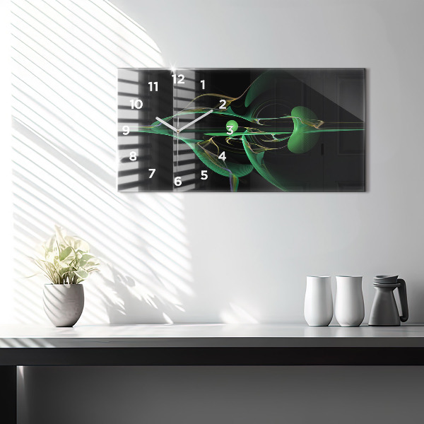 Horizontal wall clock Green abstraction