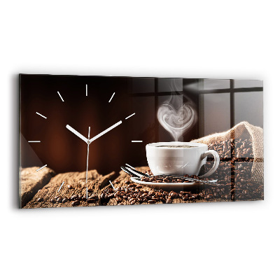 Horizontal wall clock A cup of coffee