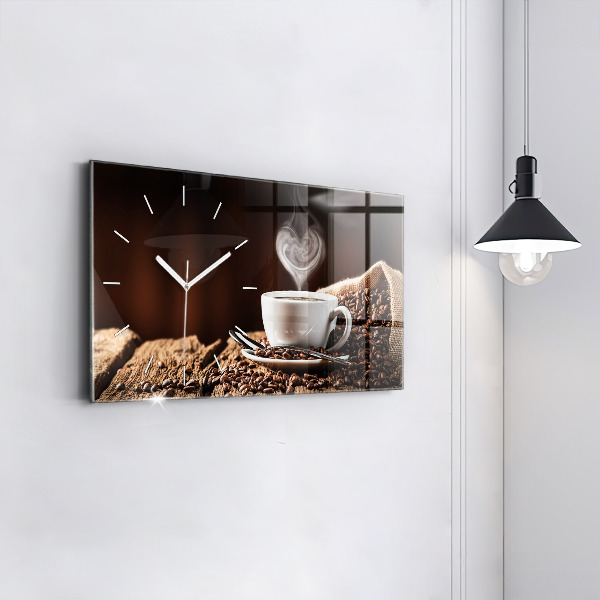 Horizontal wall clock A cup of coffee
