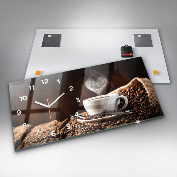 Horizontal wall clock A cup of coffee