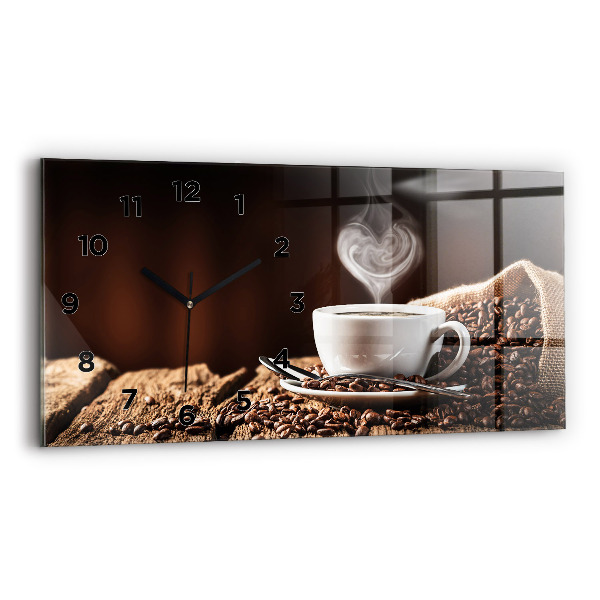 Horizontal wall clock A cup of coffee