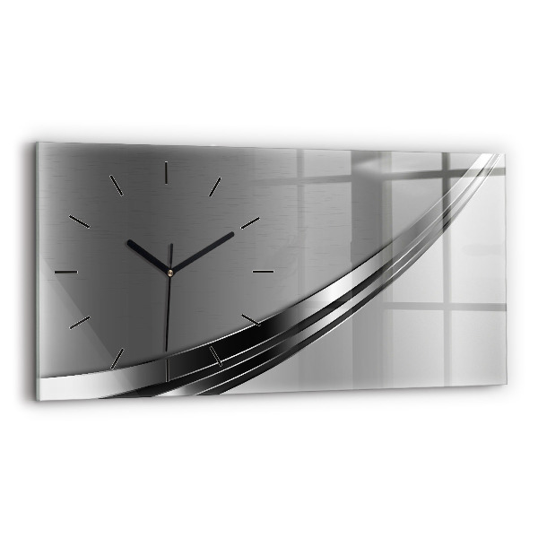 Horizontal wall clock Silver lines