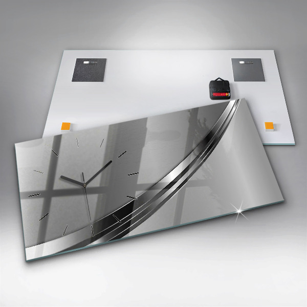 Horizontal wall clock Silver lines