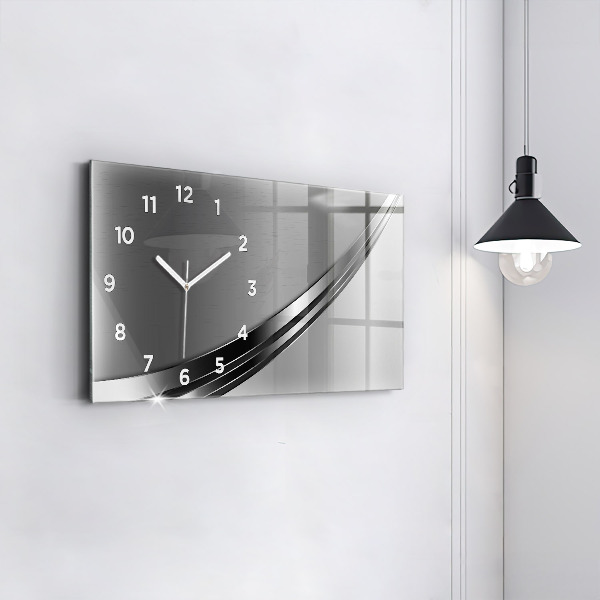 Horizontal wall clock Silver lines