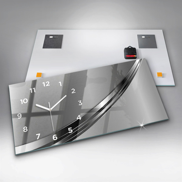 Horizontal wall clock Silver lines