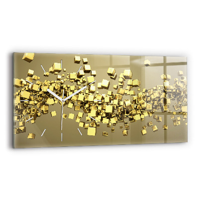 Horizontal wall clock Golden squares