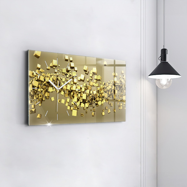 Horizontal wall clock Golden squares