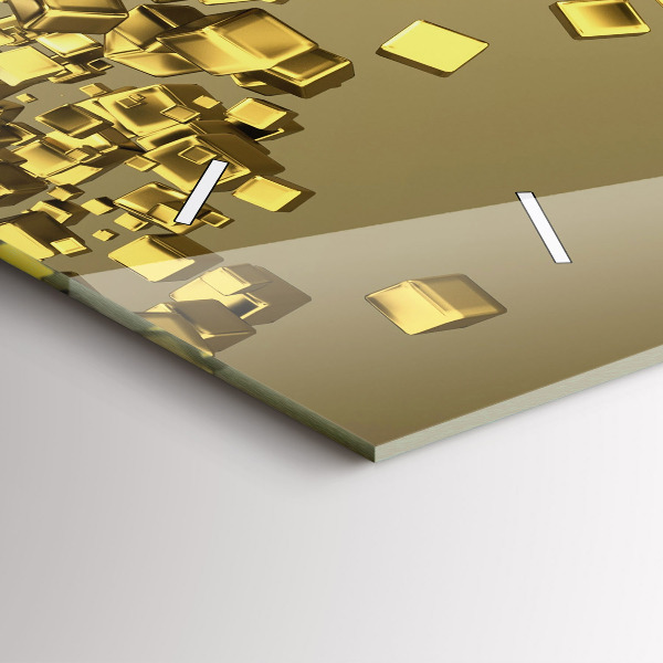 Horizontal wall clock Golden squares