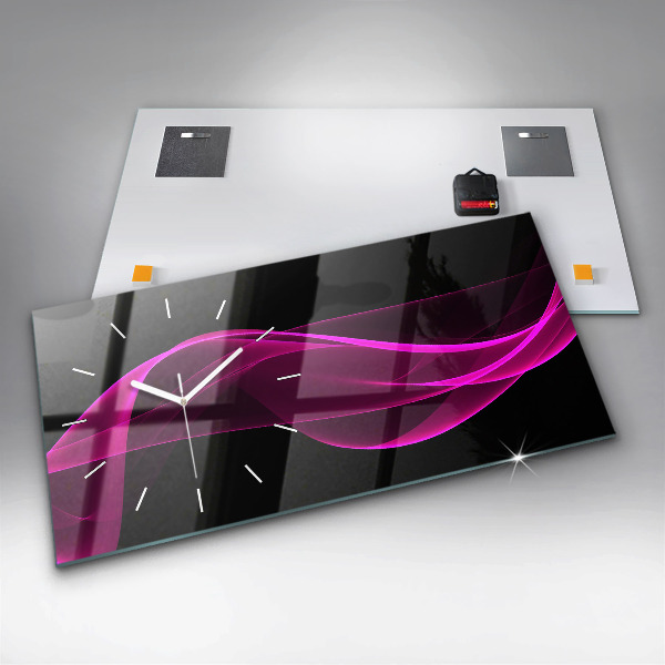 Horizontal wall clock Pink abstraction