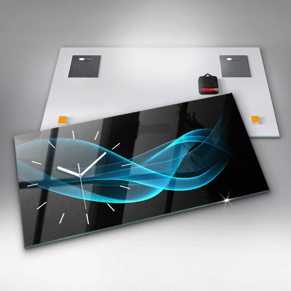 Horizontal wall clock Blue abstraction