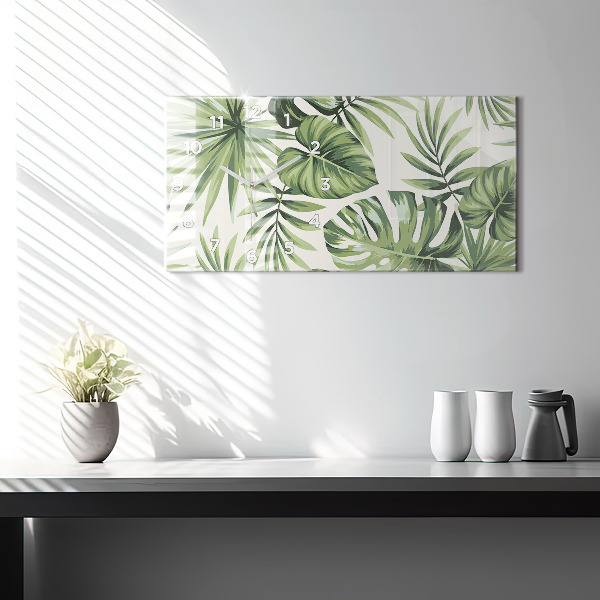Horizontal wall clock Tropical pattern