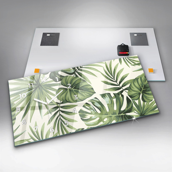 Horizontal wall clock Tropical pattern