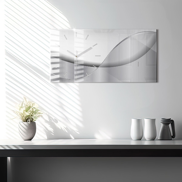 Horizontal wall clock Silver abstraction