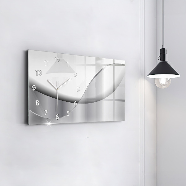 Horizontal wall clock Silver abstraction