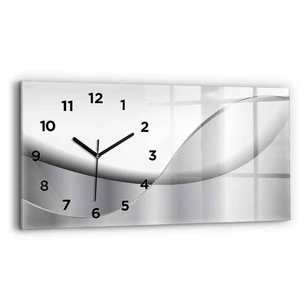 Horizontal wall clock Silver abstraction