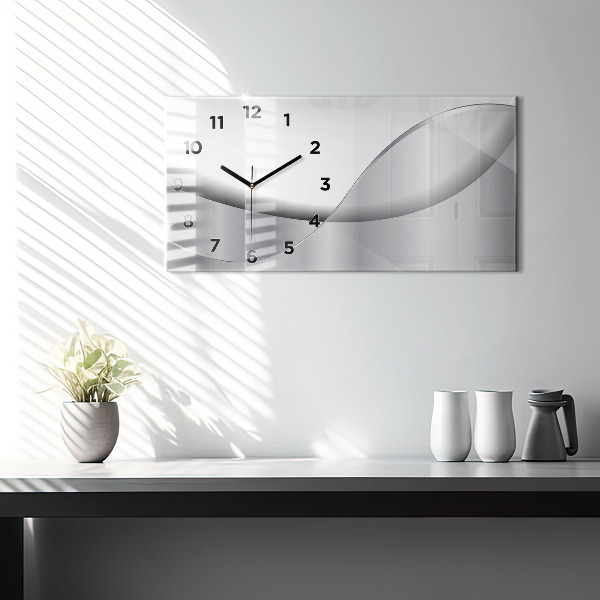 Horizontal wall clock Silver abstraction