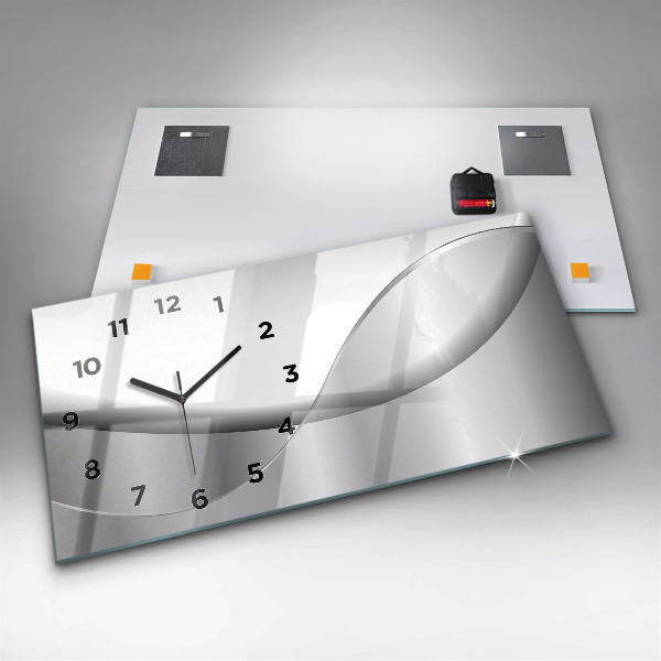 Horizontal wall clock Silver abstraction