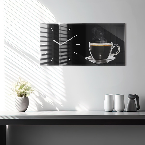 Horizontal wall clock Black coffee