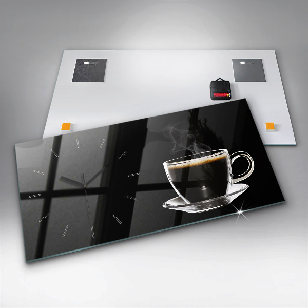 Horizontal wall clock Black coffee