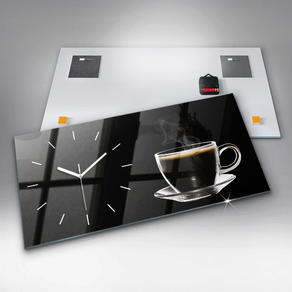 Horizontal wall clock Black coffee