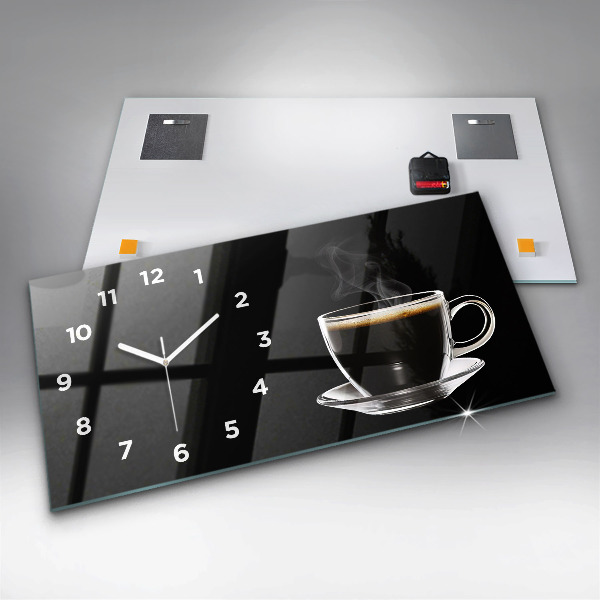 Horizontal wall clock Black coffee