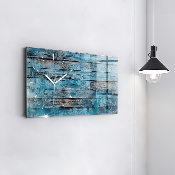 Horizontal wall clock Blue boards