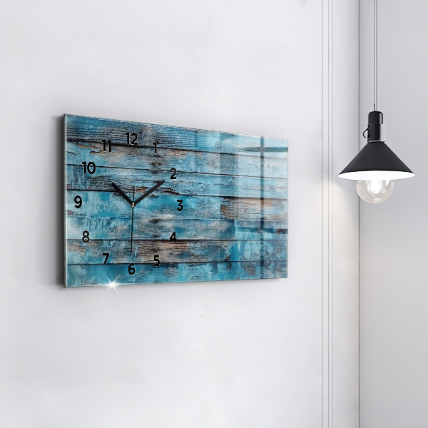 Horizontal wall clock Blue boards