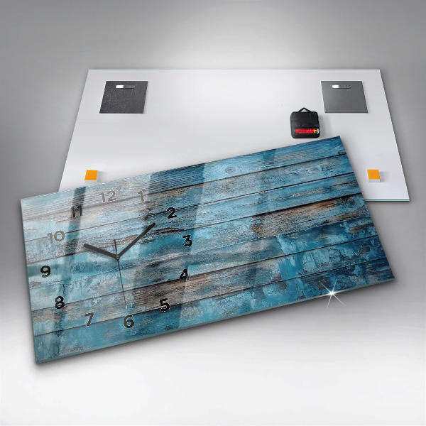 Horizontal wall clock Blue boards