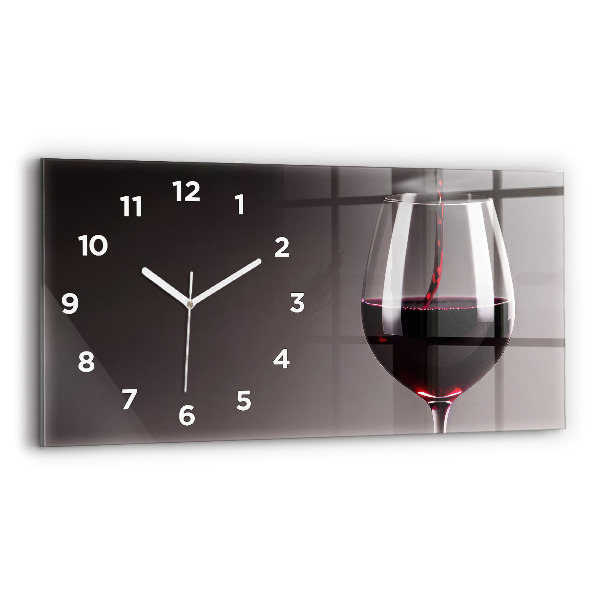Horizontal wall clock A glass of red wine