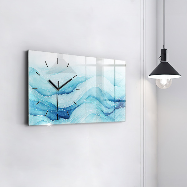Horizontal wall clock Blue clouds