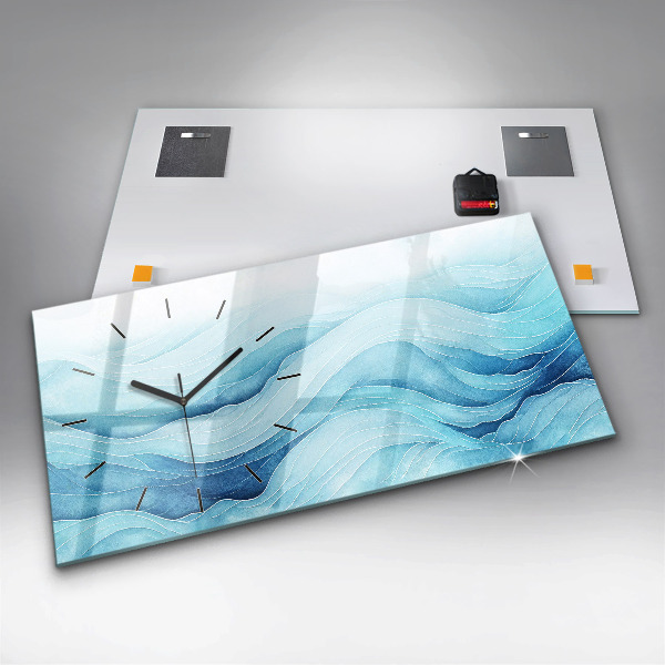 Horizontal wall clock Blue clouds