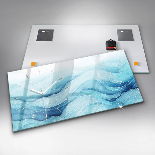 Horizontal wall clock Blue clouds