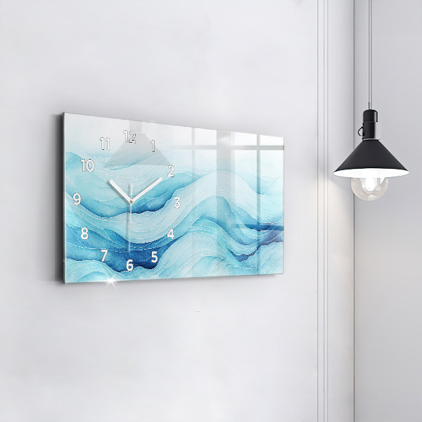 Horizontal wall clock Blue clouds