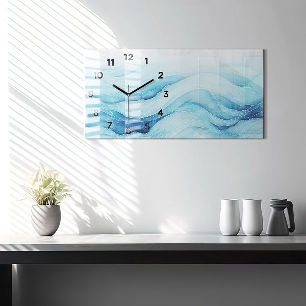 Horizontal wall clock Blue clouds