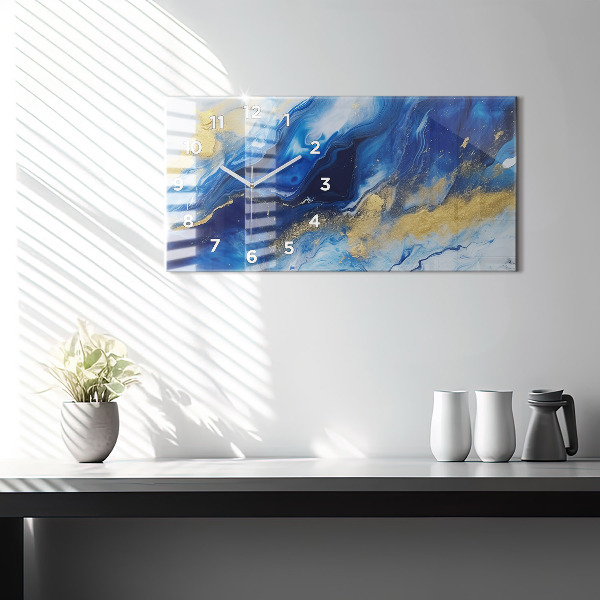 Horizontal wall clock Blue marble
