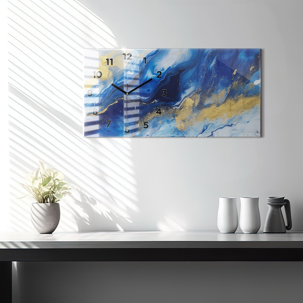 Horizontal wall clock Blue marble