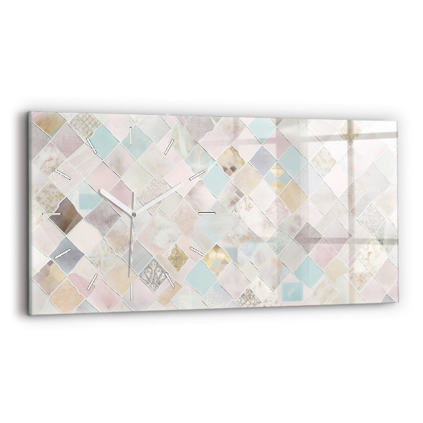 Horizontal wall clock Colored tiles
