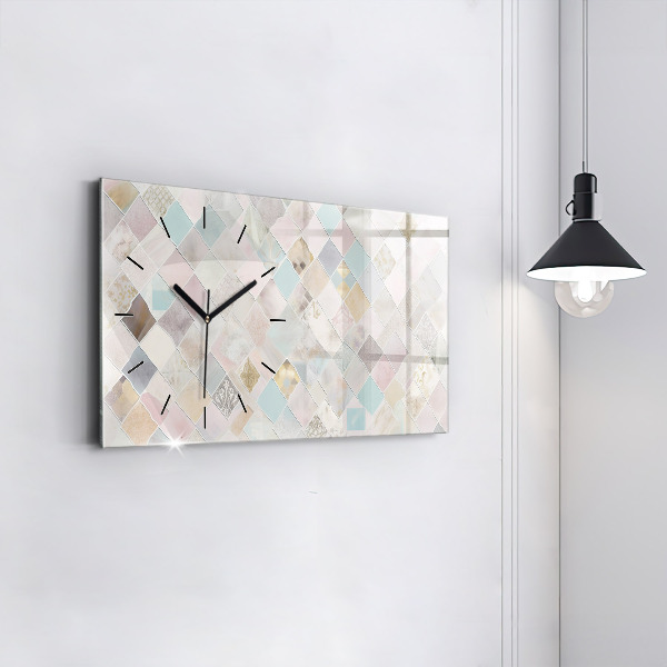 Horizontal wall clock Colored tiles