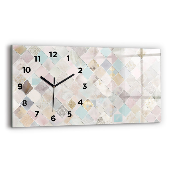 Horizontal wall clock Colored tiles