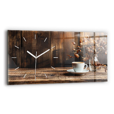 Horizontal wall clock A cup of coffee
