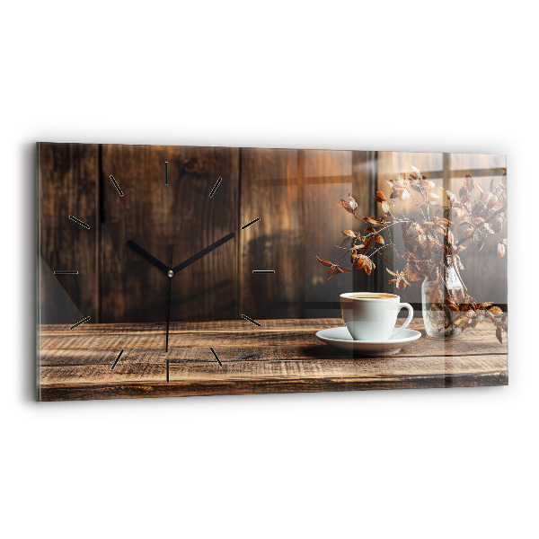 Horizontal wall clock A cup of coffee