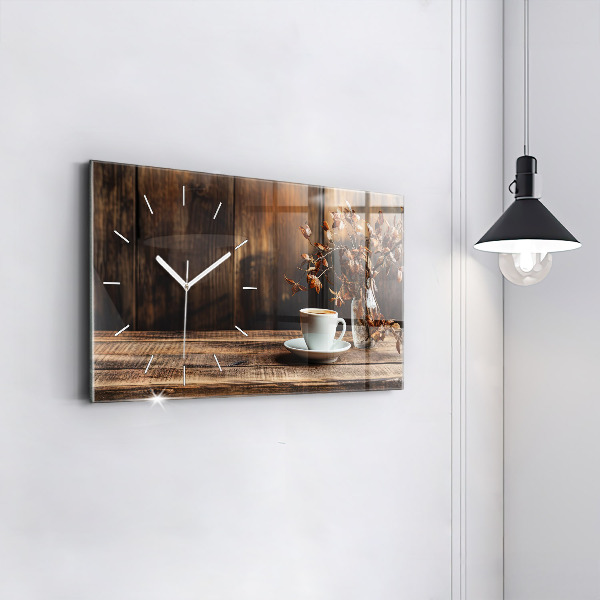 Horizontal wall clock A cup of coffee