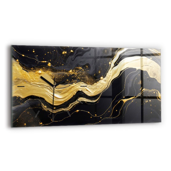 Horizontal wall clock Gold marble