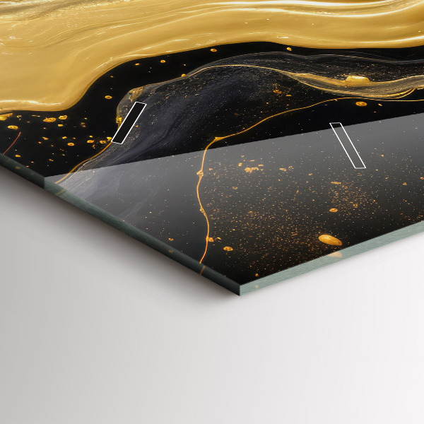 Horizontal wall clock Gold marble