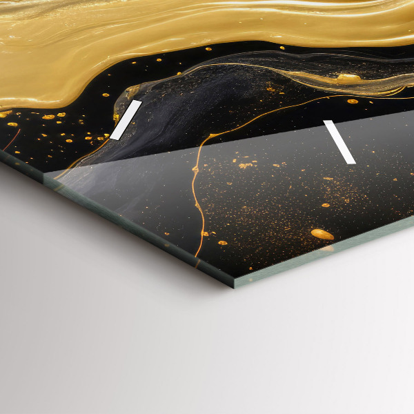 Horizontal wall clock Gold marble