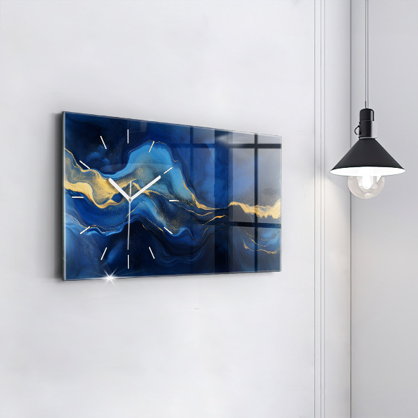 Horizontal wall clock Blue marble