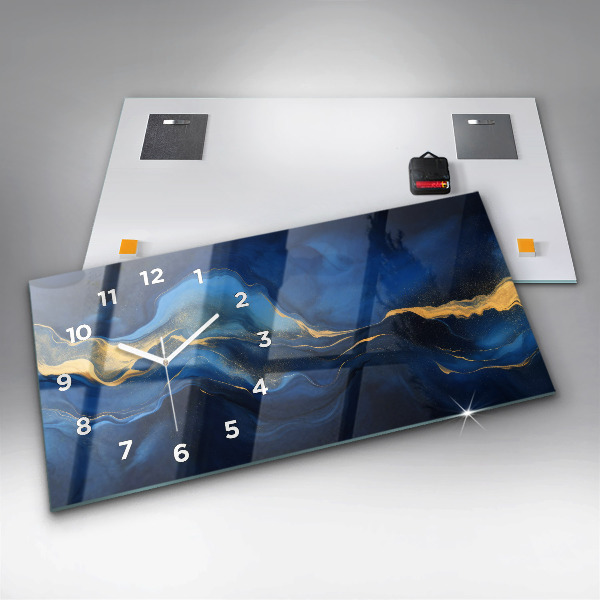 Horizontal wall clock Blue marble