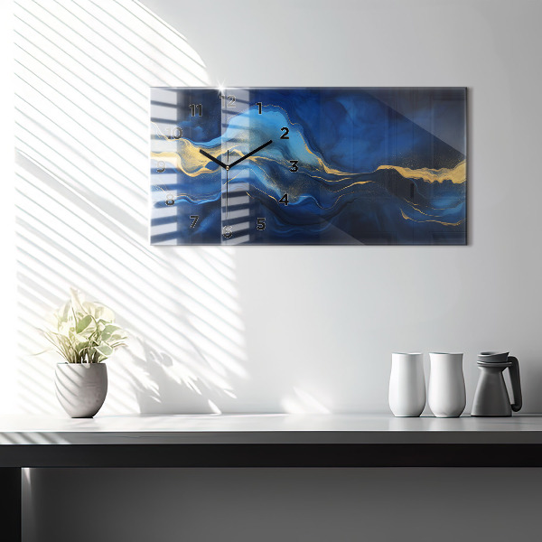 Horizontal wall clock Blue marble