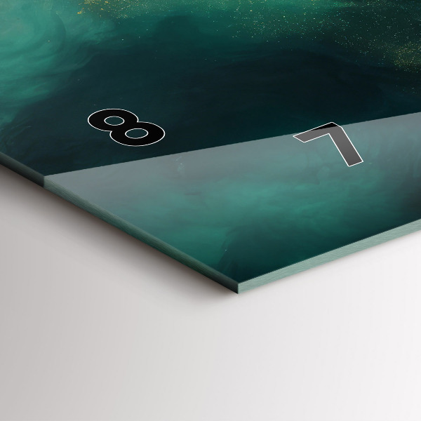 Horizontal wall clock Green marble