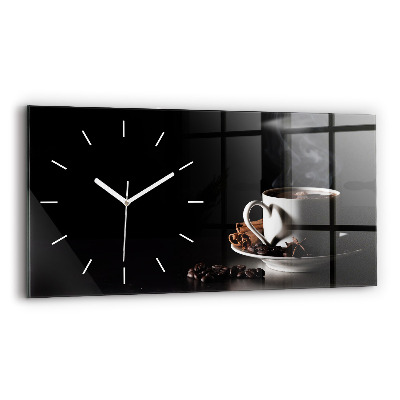 Horizontal wall clock A cup of coffee